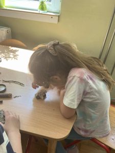 Pola ogląda przez lupę