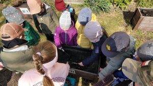 . Dzieci przygotowują podłoże do posadzenia roślin