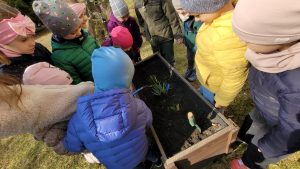 Dzieci podlewają rośliny