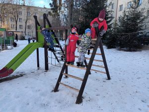 Teodor, Mikołaj, Ernest i Amadeusz podczas górskiej wspinaczki